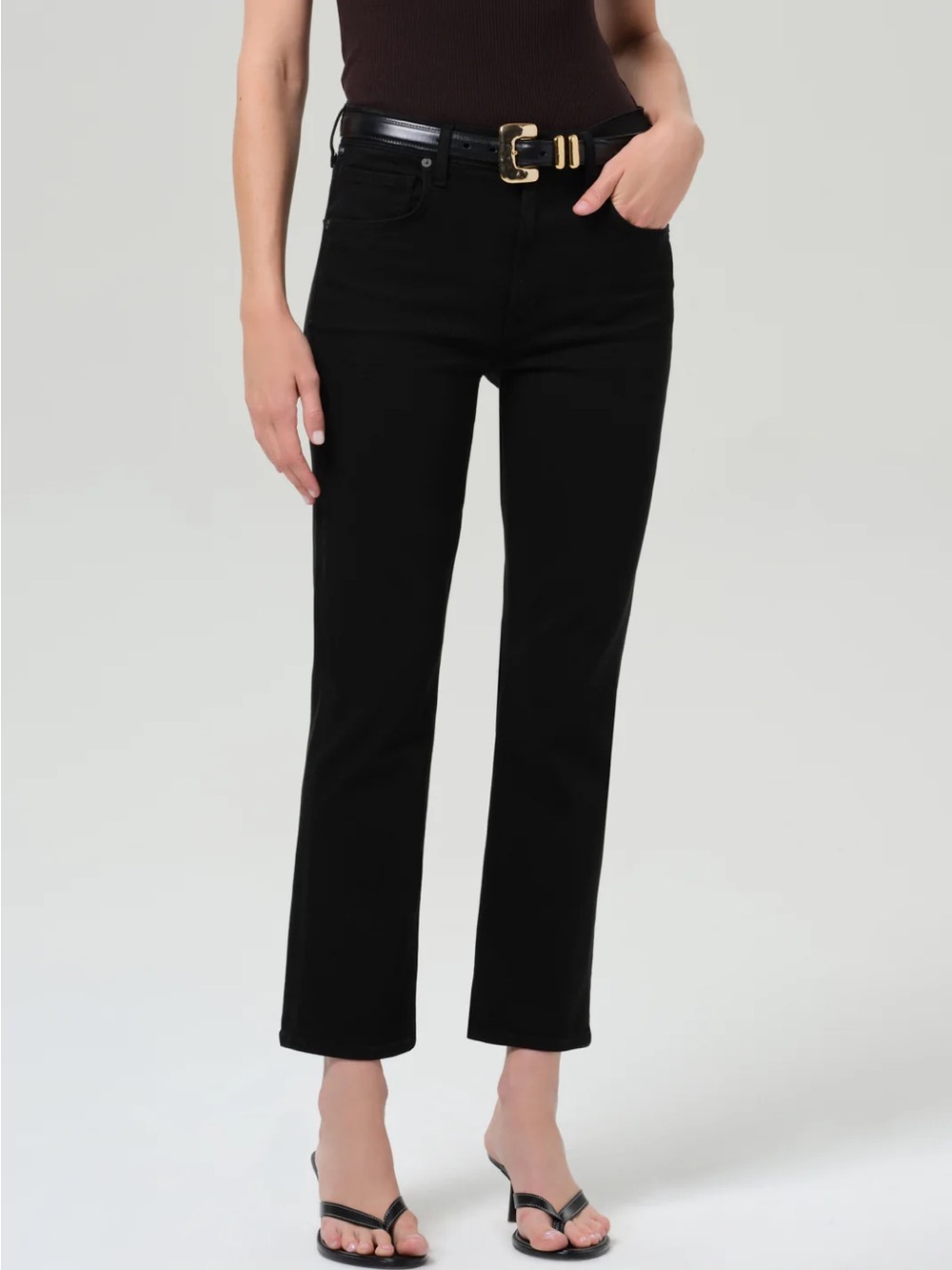 Citizens Of Humanity Isola Black Cropped Straight-Leg Jeans